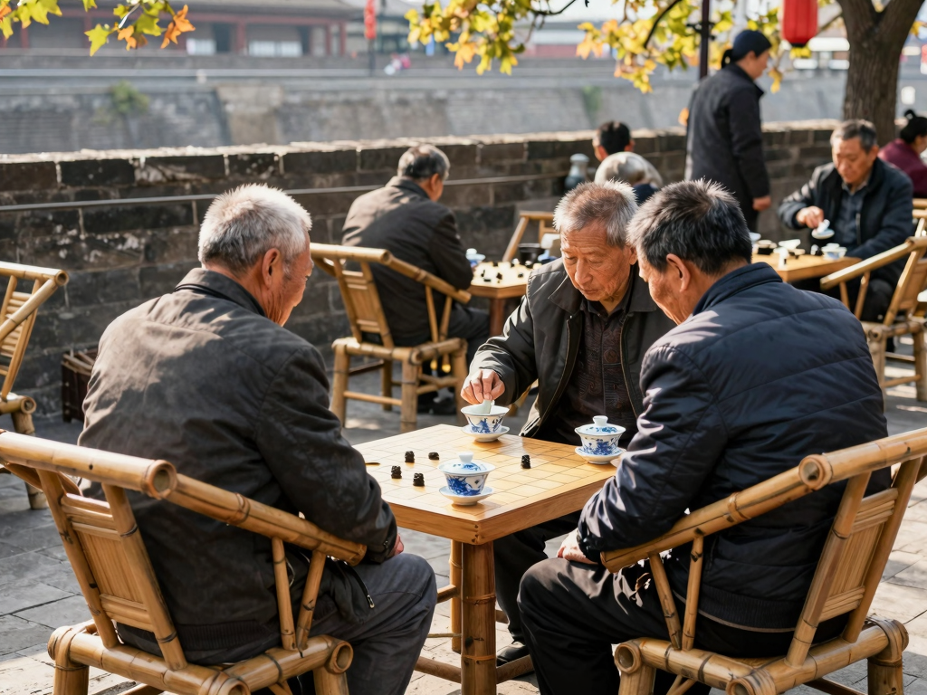 城墙上喝茶下棋：西安人5个免费露天茶座，本地人扎堆去