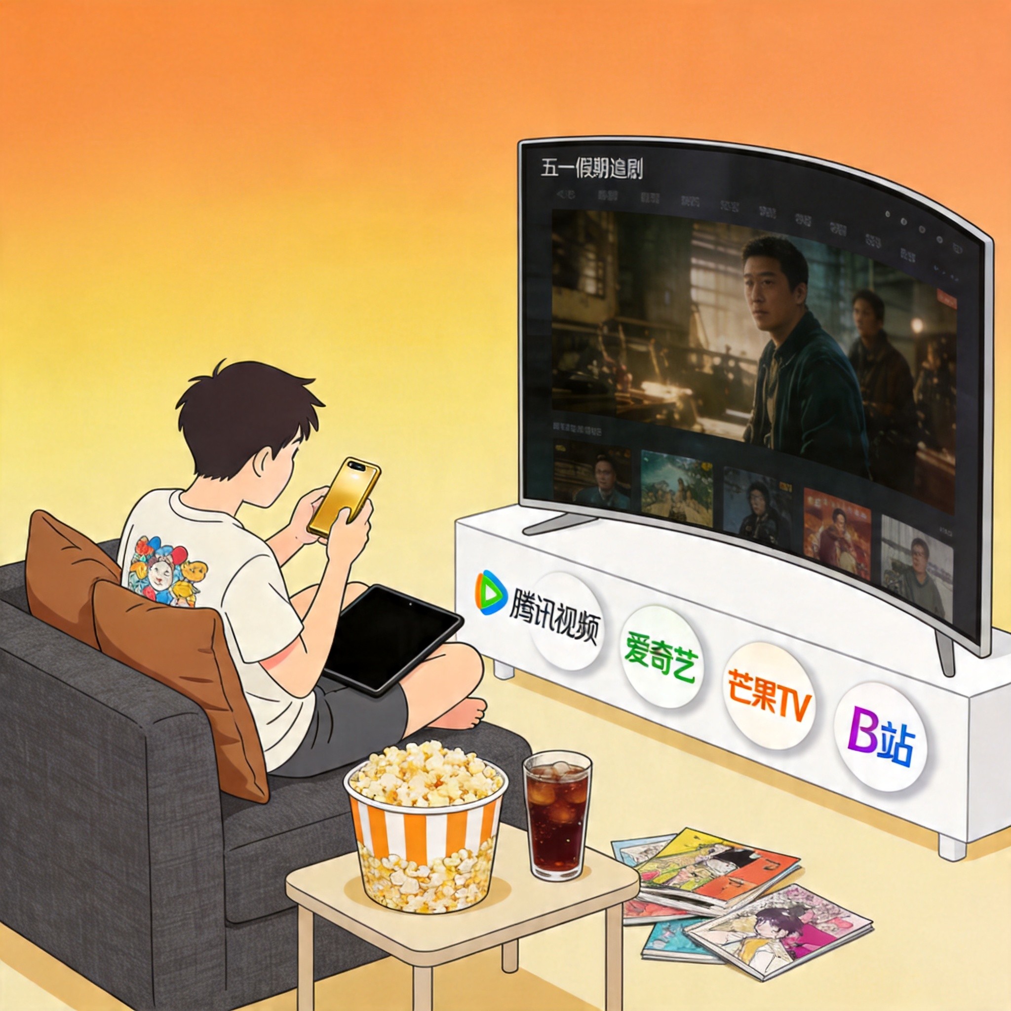 追剧场景配图