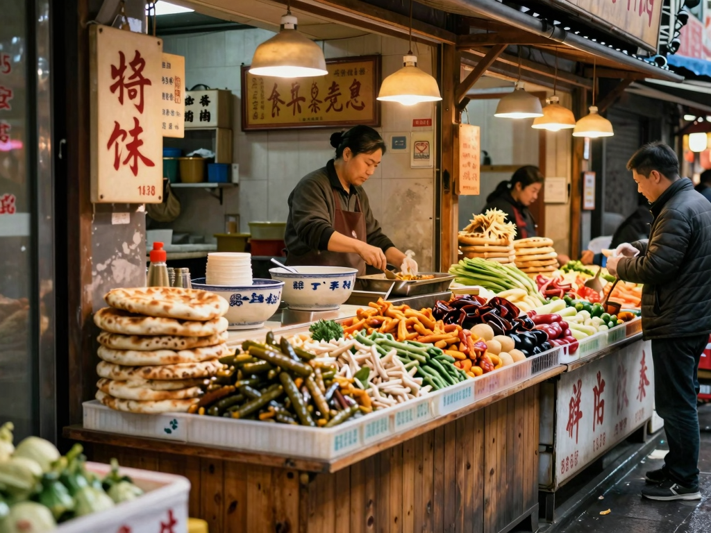 西安菜市场地道美食摊位