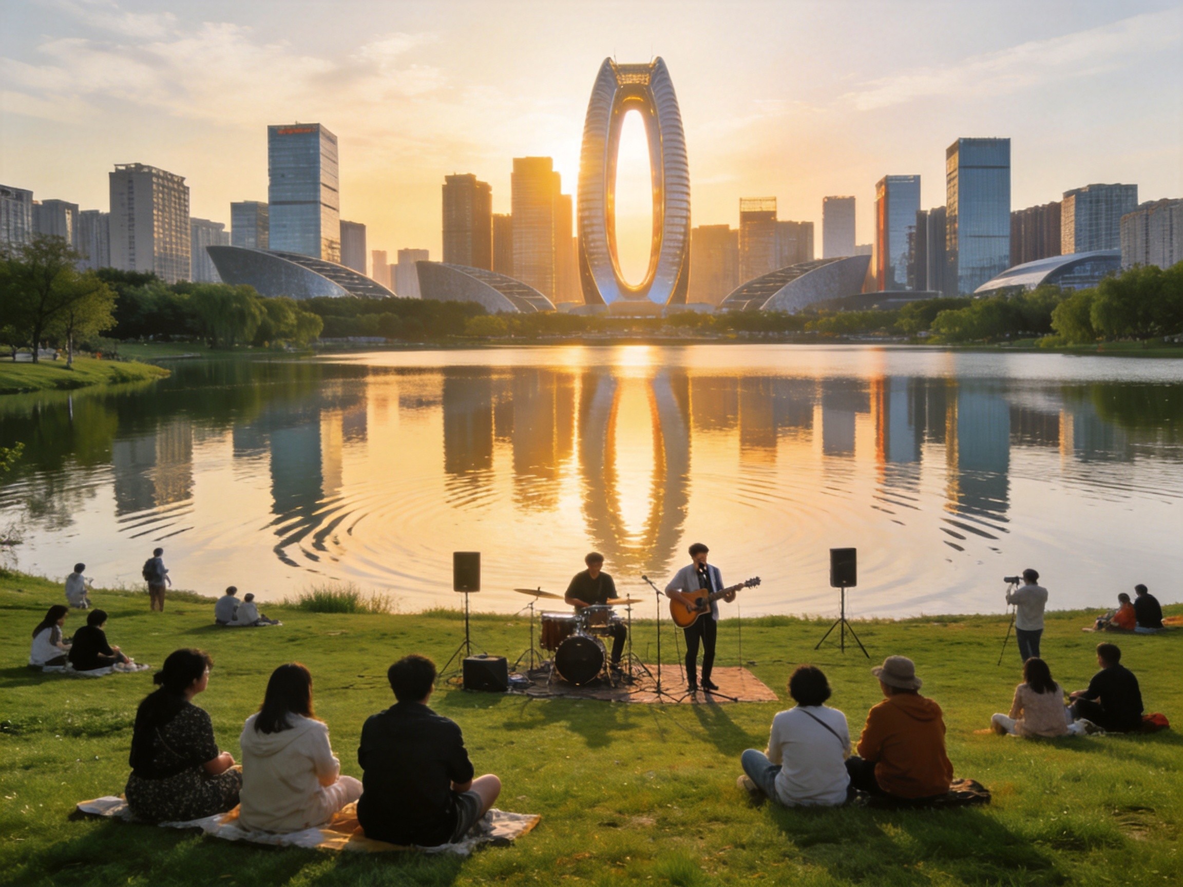 湖边听歌的午后：西安这场草坪音乐会，承包了上班族的午后治愈