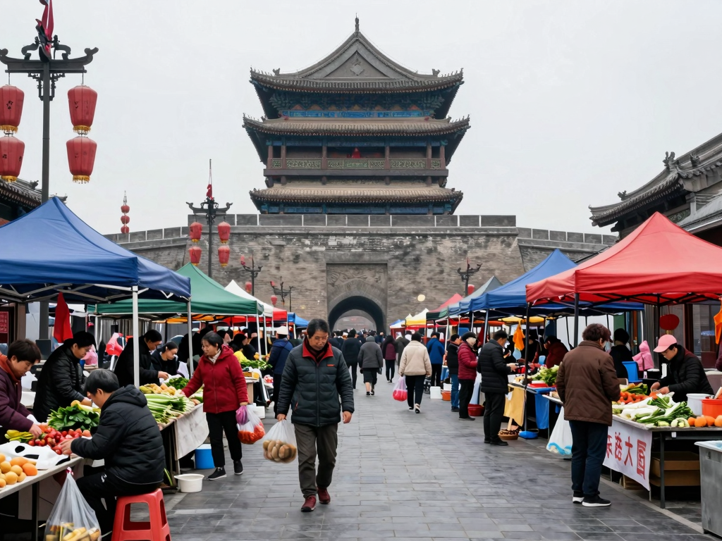 西安小南门早市街景