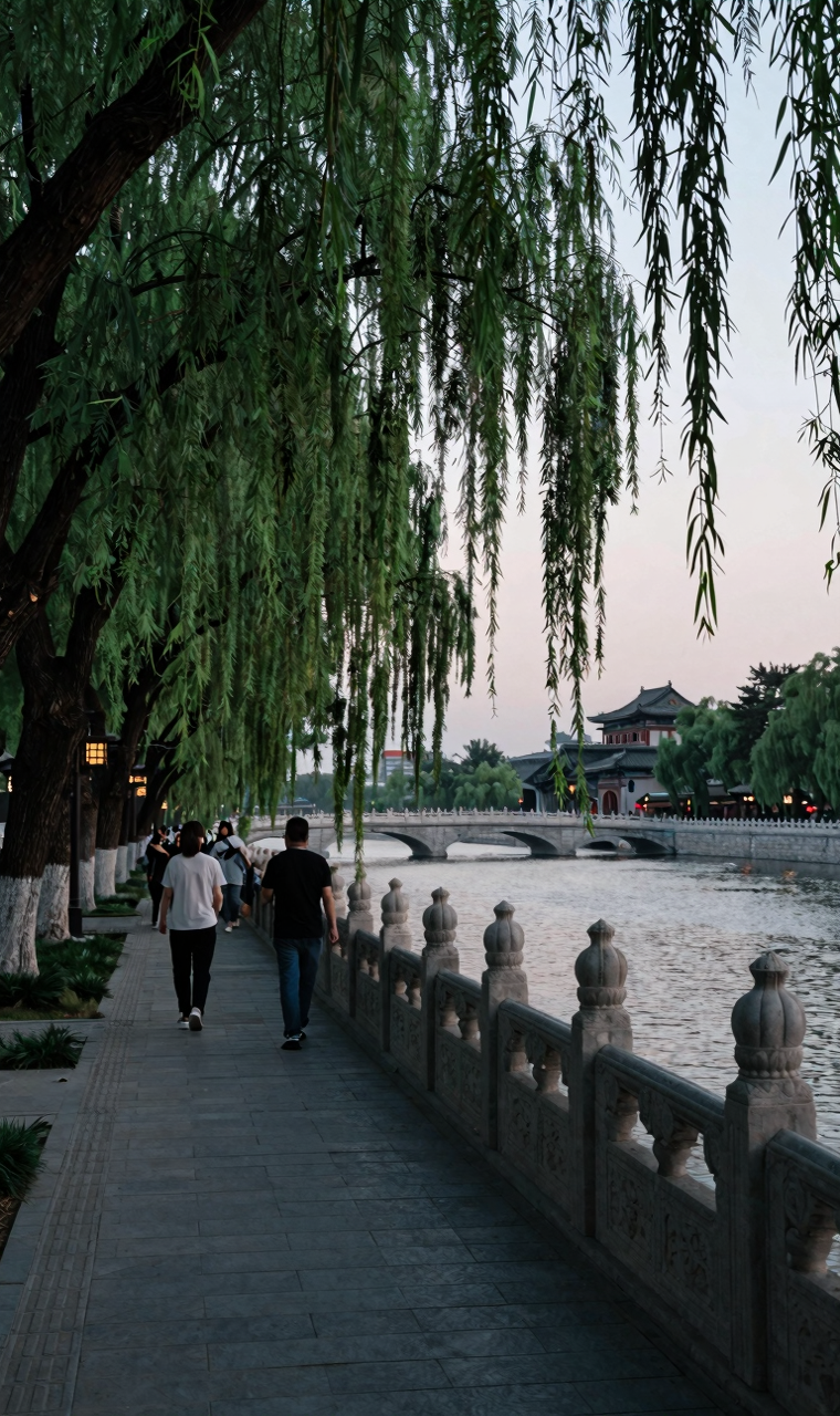 河边散步