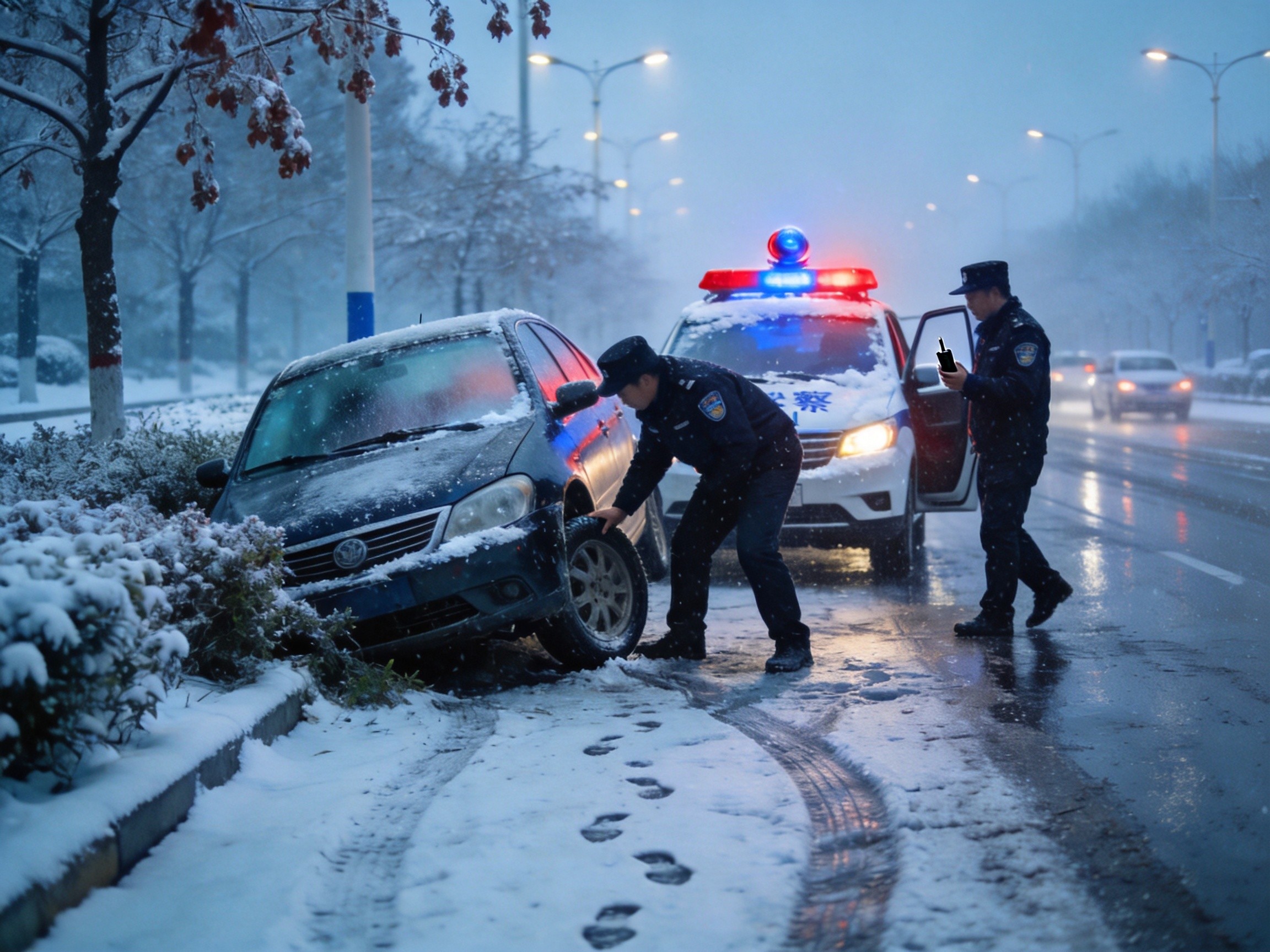 那天他没犹豫！西安法警大雪天冲进绿化带，救出失控车辆女司机