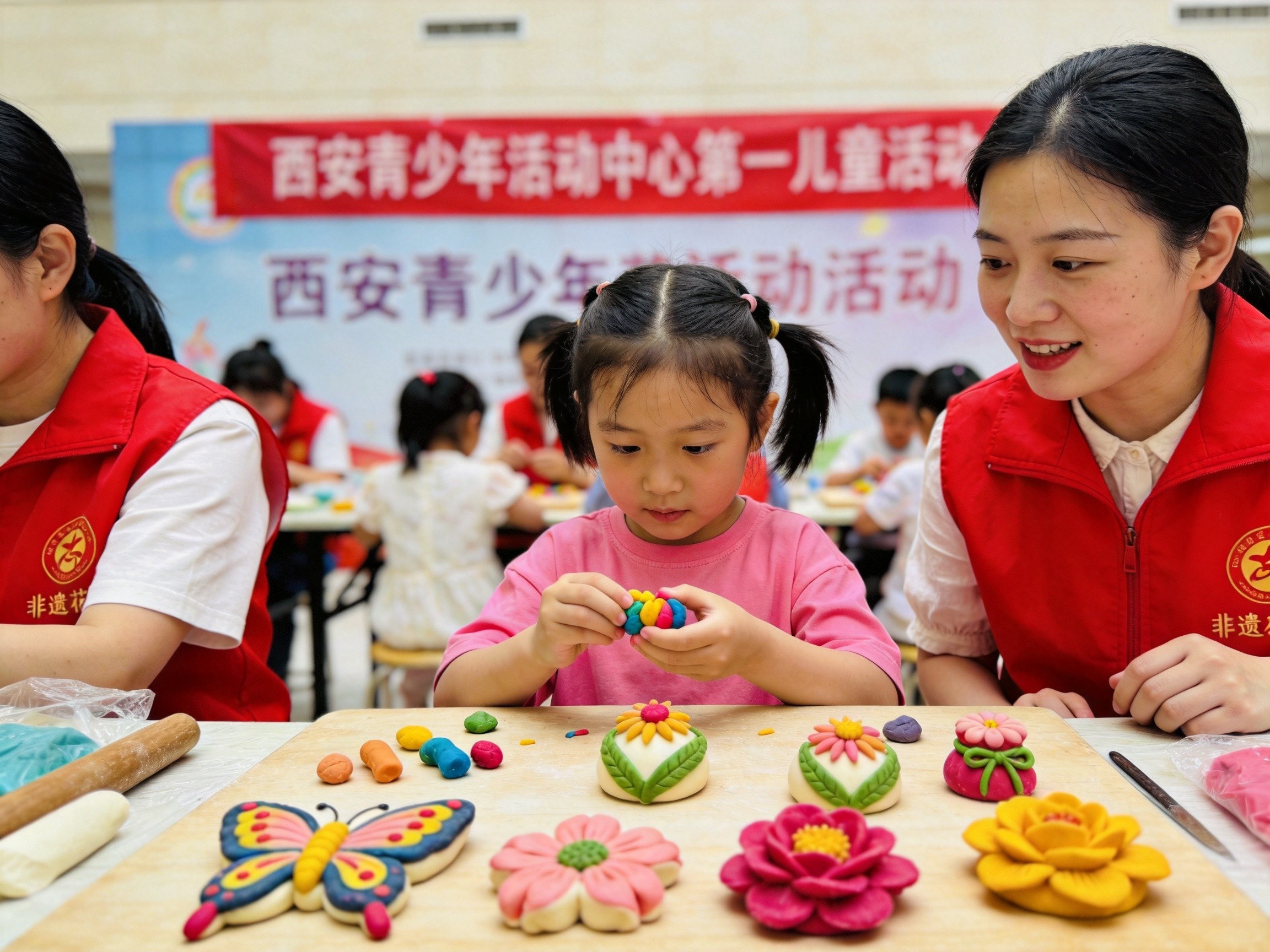 西安22项非遗陪40名困境儿童过六一：第一次捏花馍，孩子笑得特别开心