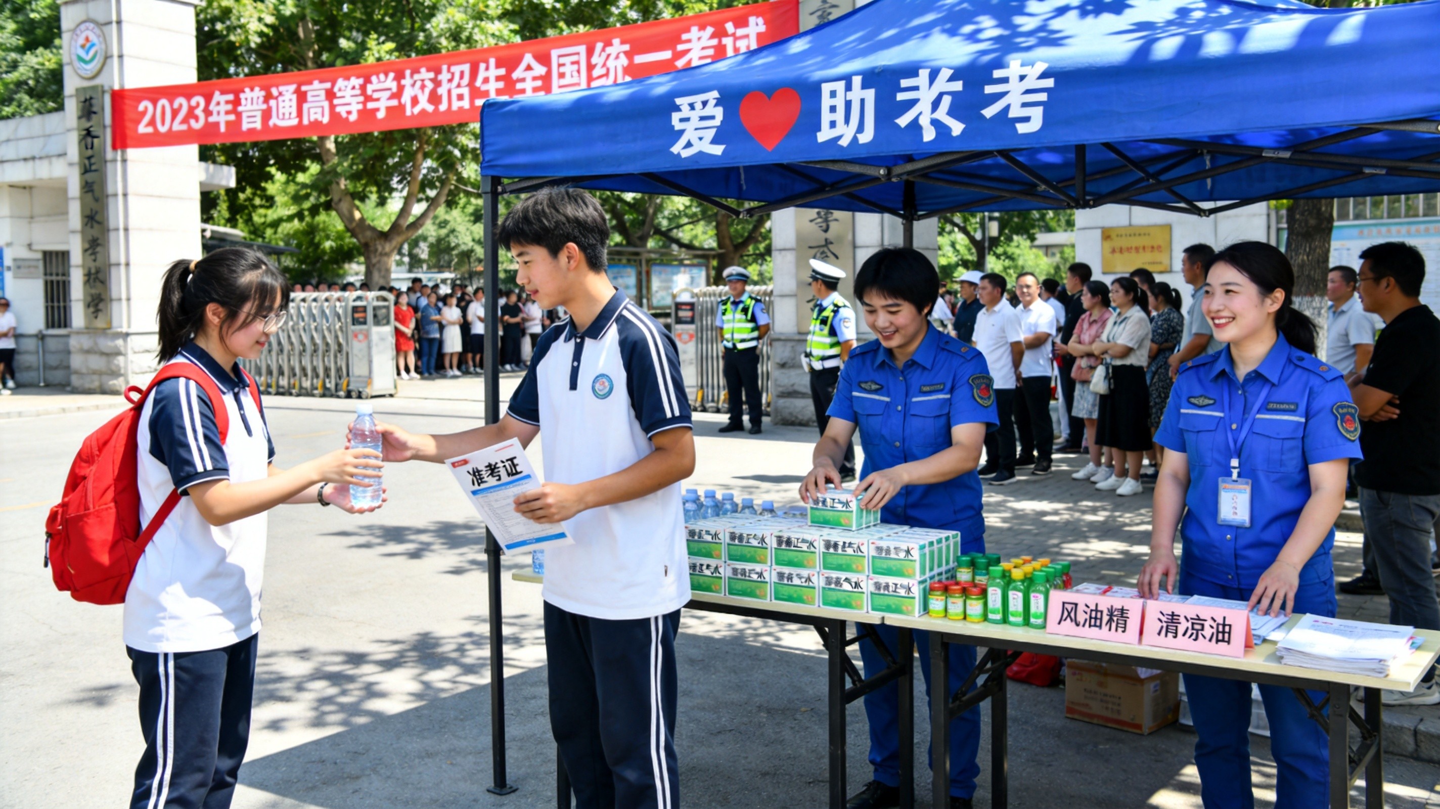 西安考场外这抹蓝，连续八年如约而至