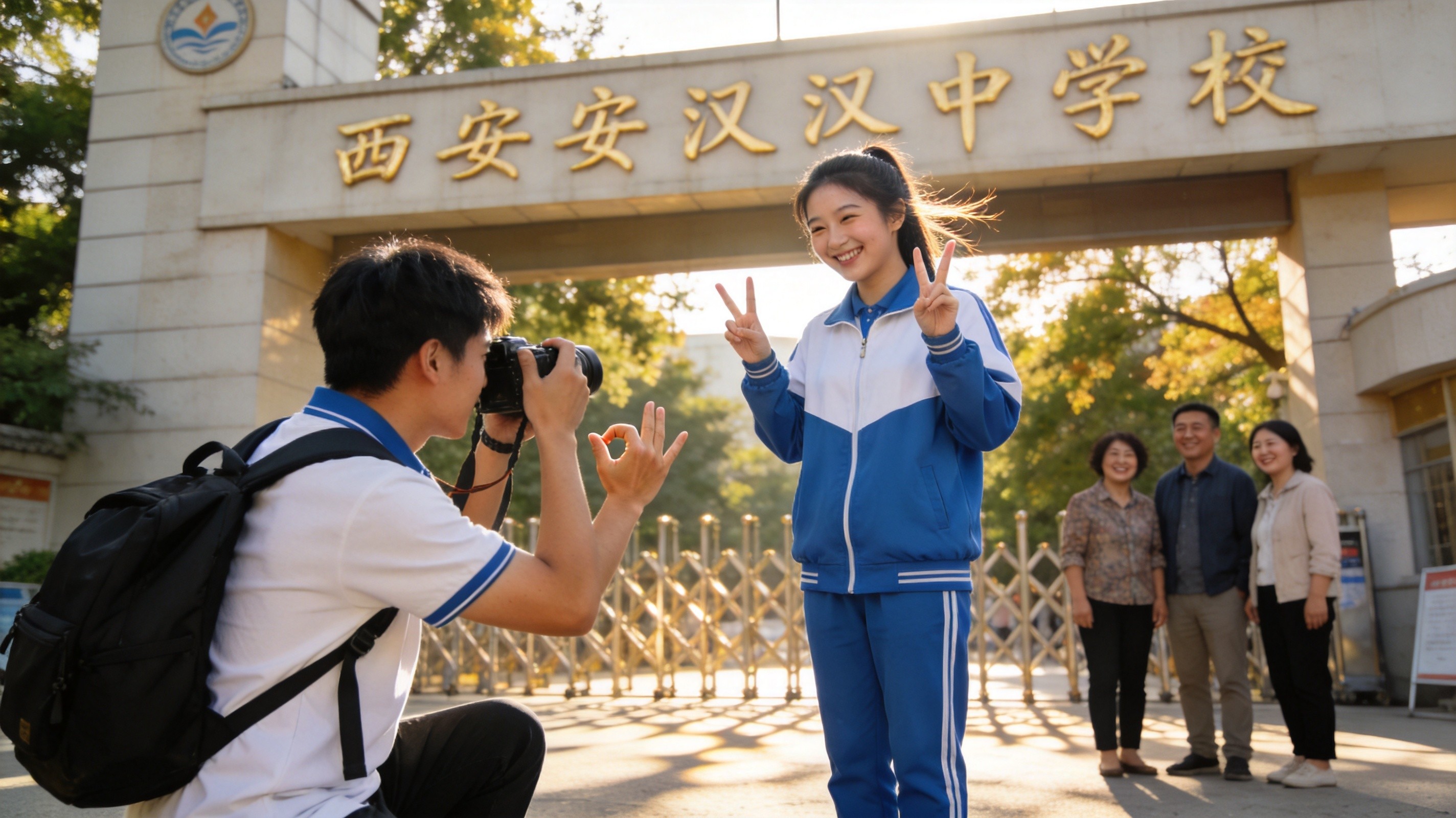 考场外,他们举起了相机