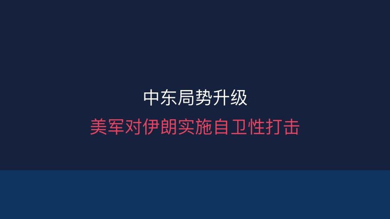 美军对伊朗实施打击，中东局势再度升级